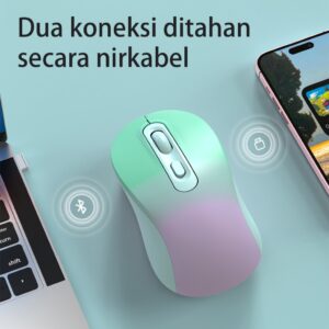 Mouse Wireless Dual Mode dengan Silent Click dan Receiver USB/Bluetooth